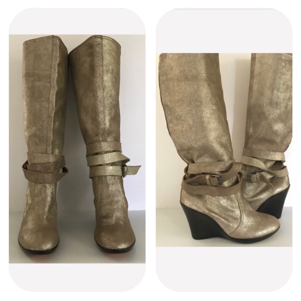 YOU by Crocs Gold Leather Boots 7.5